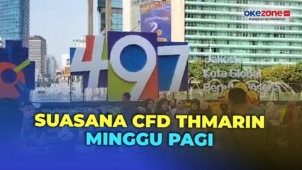 Ramainya CFD Thamrin Pagi Ini, Warga Abadikan Momen Depan Logo HUT ke-497 Kota Jakarta