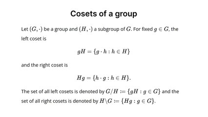 Cosets of a group (Group Theory)