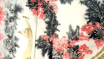 Retro Hand-Painted Peacock on Off White Houmongi - Unique Abstract Gothic Design - Traditional Japanese Women's Kimono - Vintage 1960s