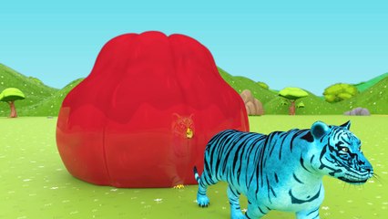 Learn Colors With Animals Cow, Tiger, Lion, Gorilla, Elephant, Shark Crossing Animal Animation