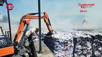 Zonguldak'ta yangın paniği Kağıt fabrikasındaki atık karton ve kağıtlar yandı