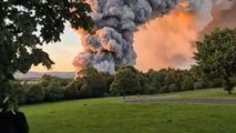 Massive smoke plume billows rhythmically after INTENSE battery plant fire