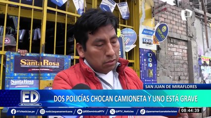 Policías de tránsito chocan contra camioneta en SJM: uno de los efectivos está grave