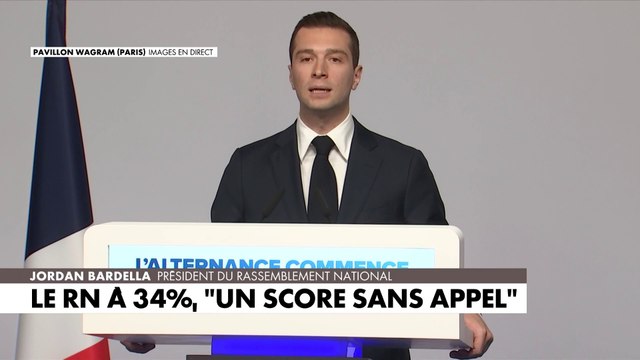 Jordan Bardella : «J’appelle ce soir les Français attachés à leur liberté, à me rejoindre pour amplifier la dynamique et faire gagner l’union nationale face à ceux qui entendent à nous diviser, abîmer l’ordre public et bafouer nos valeurs»