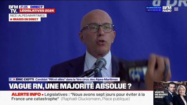 Ce soir, la victoire est en vue se félicite Éric Ciotti, candidat RN et alliés