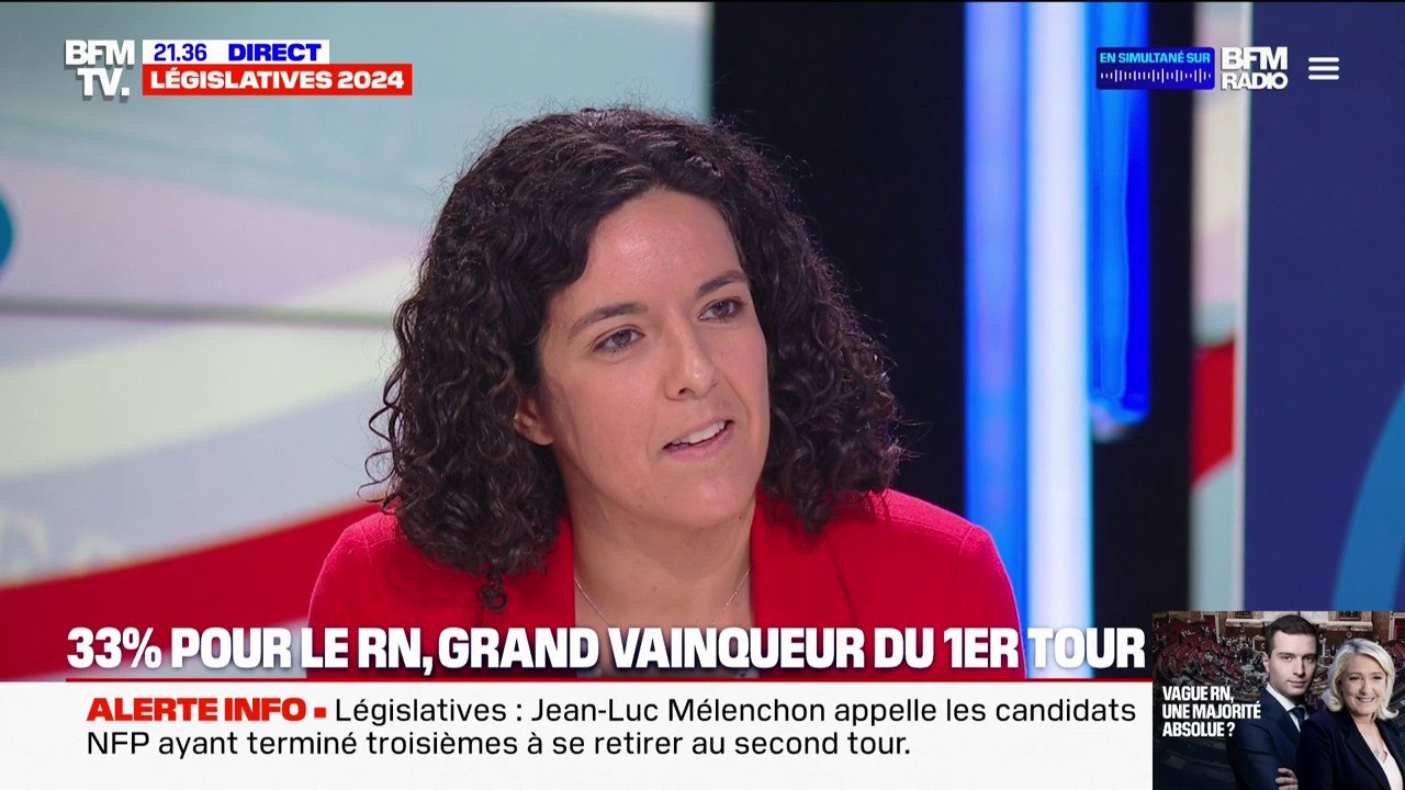 Second tour des législatives: "Nous nous retirerons pour faire gagner l'unité du pays et pour faire perdre le RN", déclare Manon Aubry (LFI-NFP)