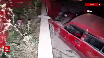 Bolu'da kontrolden çıkan otomobil duvara çarptı