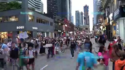 Trans March with U-turn following - Timelapse with an organ soundscape recording
