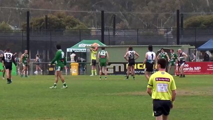 BFNL: Maryborough's Joel Swatton kicks a long goal v Kangaroo Flat, rd 11, 2024