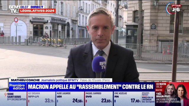 Législatives: Emmanuel Macron appelle au rassemblement contre le RN pour le second tour