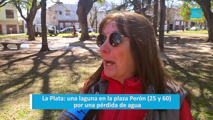 La Plata: una laguna en la plaza Perón (25 y 60) por una pérdida de agua