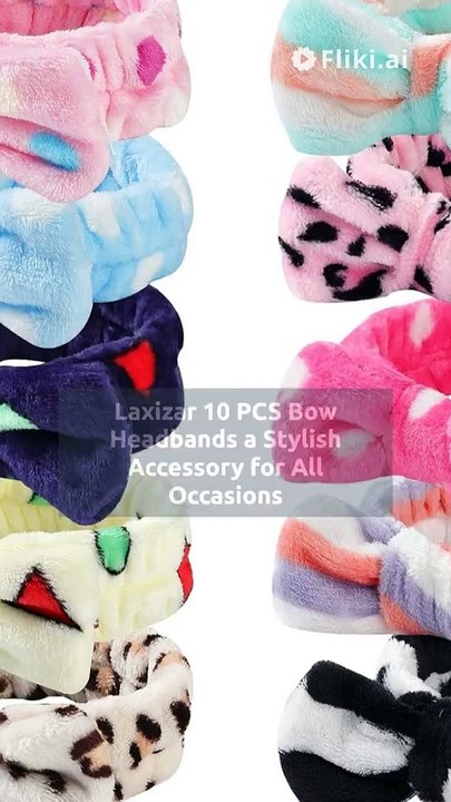 LAXIZAR 10 PCS Bow Headbands Shower Spa Headbands Headwraps for Women Washing Face Hair Band #short