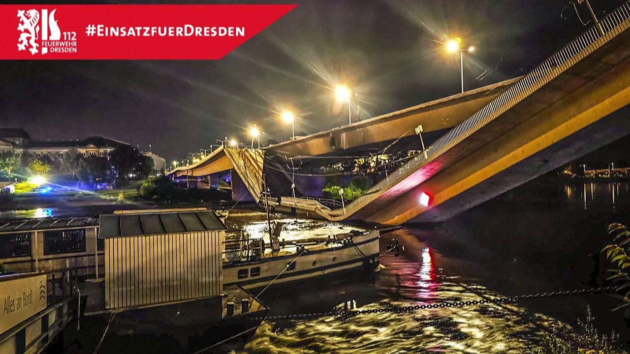 Elbbrücke in Dresden teilweise eingestürzt