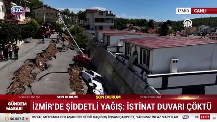 İzmir'de şiddetli yağış: İstinat duvarı çöktü