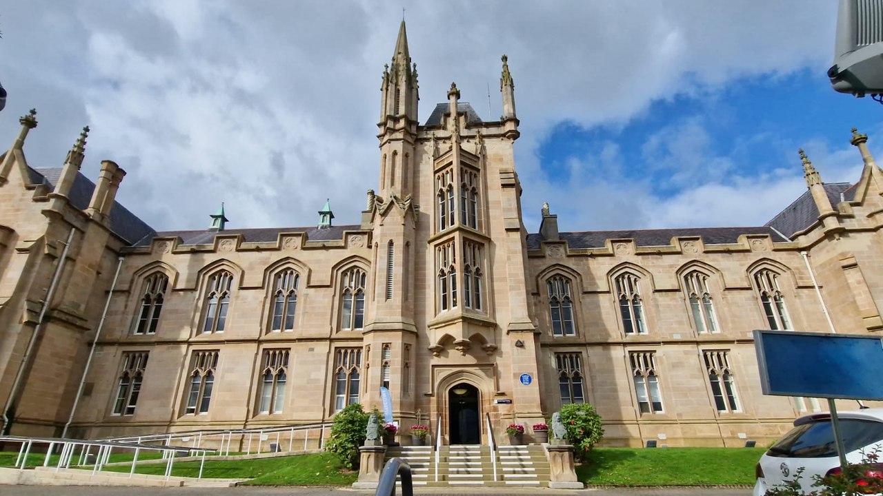 Bird's eye view of Ulster University Derry Campus via drone - video ...