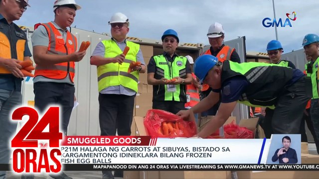 24 Oras: (Part 2) Milyun-milyong pisong halaga ng puslit umanong carrots, sibuyas, at sigarilyo, nasabat; Mag-ina, arestado matapos mabistong nagsasagawa ng abortion; Bagyong Bebinca, posibleng pumasok sa PAR sa Biyernes, atbp.