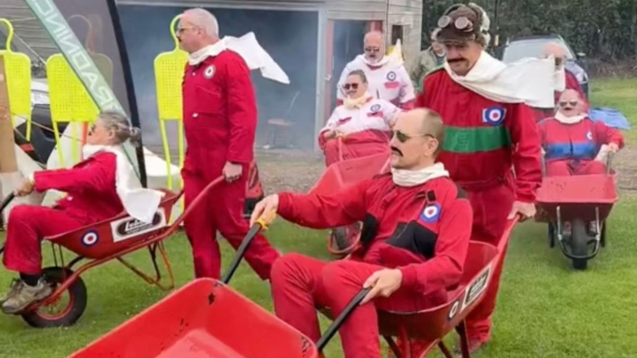Red Barrows are off-brand Red Arrows using wheelbarrows instead of planes