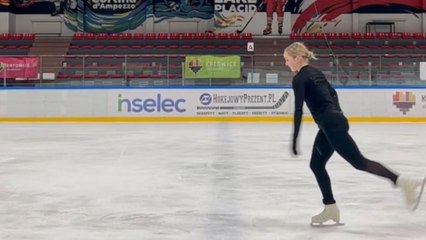 Figure skater executes a perfect whirl but ends up with a dramatic slip