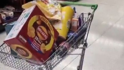 Trolley malfunction in Asda causes man's groceries to spill everywhere
