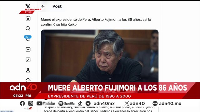 ¡Última Hora! Muere el expresidente de Perú, Alberto Fujimori a los 86 años