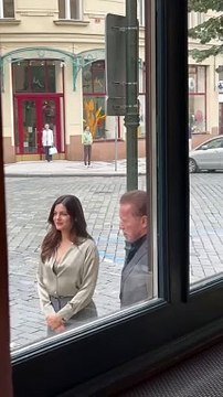 Arnold Schwarzenegger in Prague with Monica Barbaro 11-9-24 Part 1