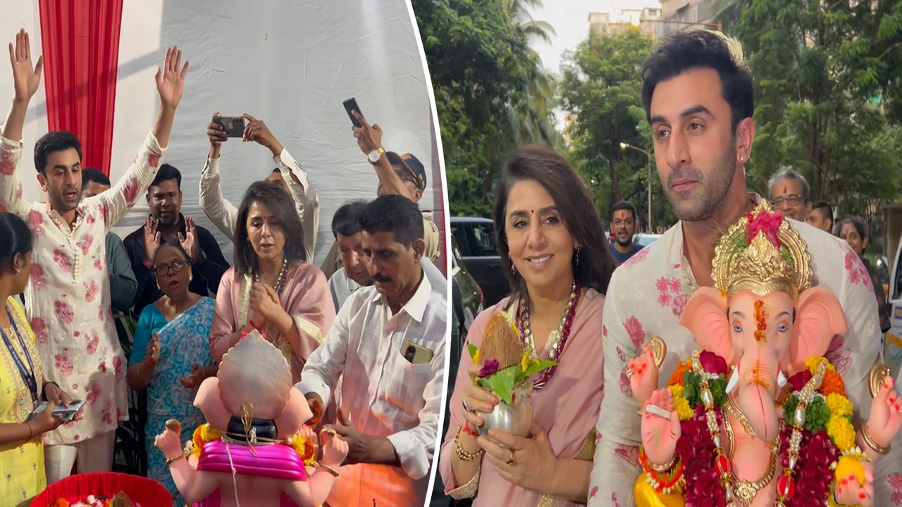 Ranbir Kapoor & Neetu Kapoor Snapped For Ganpati Visarjan In The City: Ganpati Bappa Morya!
