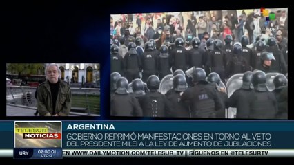 En Argentina gobierno reprimió manifestaciones por veto de ley de aumento de jubilaciones