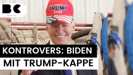 Biden überrascht mit Trump-Kappe!