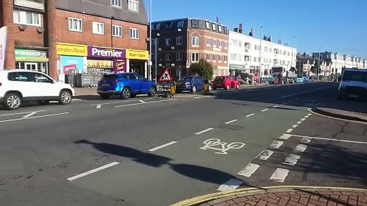 London Road roadworks in Portsmouth - lane closure