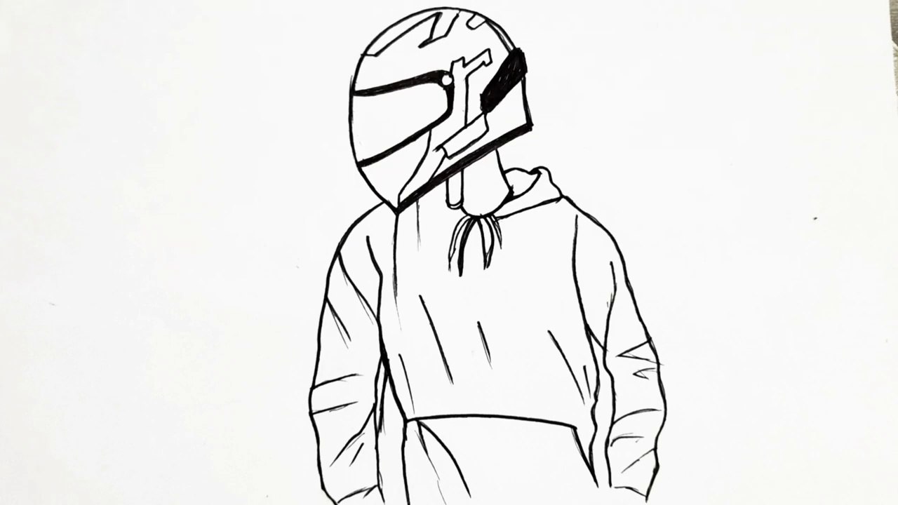 How to draw a boy wearing a helmet __ Easy boy drawing