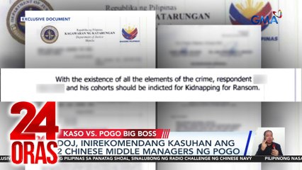 DOJ, inirekomendang kasuhan ang 2 Chinese middle managers ng POGO | 24 Oras