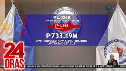 Hiling na budget ng OVP, inirekumendang tapyasan ng P1.29B; P733.19M na lang ang matitira | 24 Oras