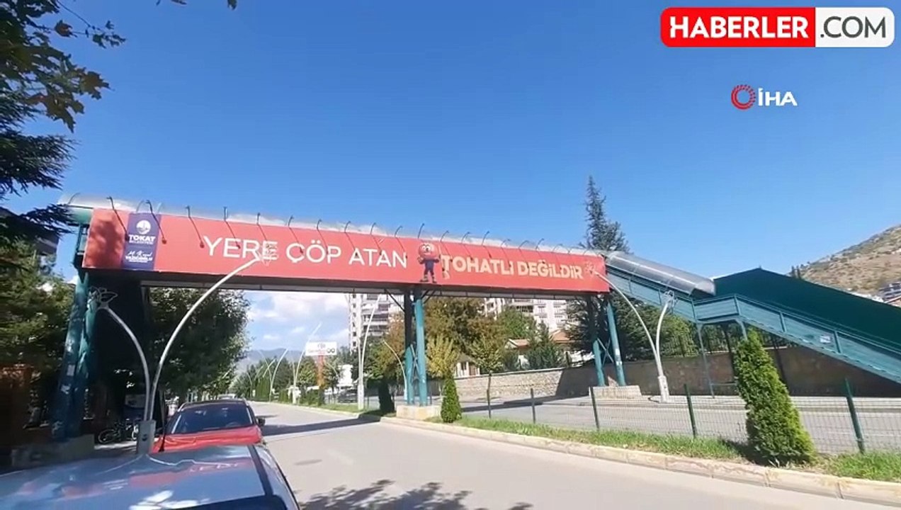 Tokat'ta esprili pankartlarla çevre bilinci aşılanıyor