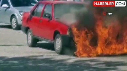 Aksaray'da seyir halindeki araç alev alev yandı