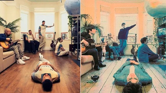 Noel Gallagher, Pep Guardiola y Manchester City recrean la icónica portada de 'Definitely Maybe' de Oasis