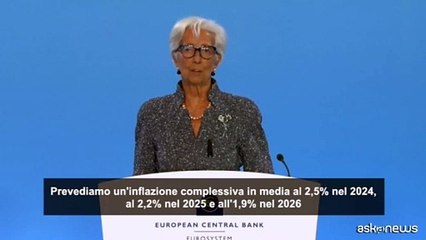 Bce, Lagarde: tagliato il tasso sui depositi di 25 punti base