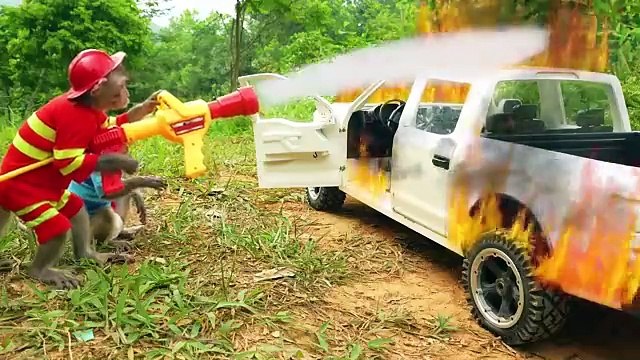 Monkey Baby Bon Bon eat jelly rainbow ice cream and naughty with ducklings in the farm