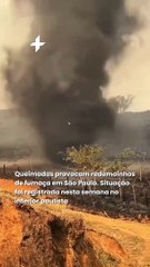 Queimadas provocam redemoinhos de fumaça em São Paulo