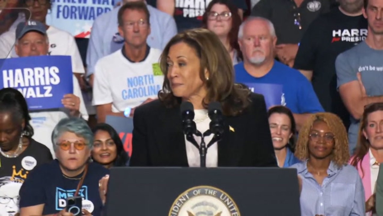 Watch: Kamala Harris challenges Donald Trump to...