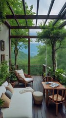 Cozy luxury lounge vibes on a stormy day.