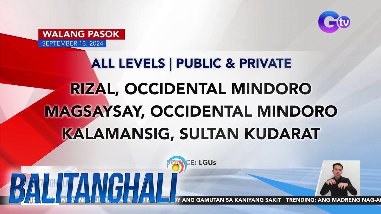 Walang pasok (September 13, 2024) | Balitanghali