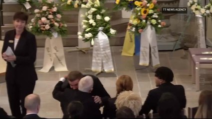 David Beckham hugs Sven-Goran Eriksson’s father at England manager’s funeral