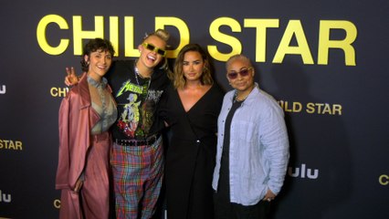 The cast of Demi Lovato's "Child Star" poses together at the premiere in Los Angeles