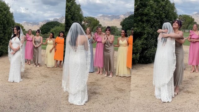 Bride Surprised By Best Friend Who She Didn't Think Could Make Wedding During First-Look Shoot | Happily TV