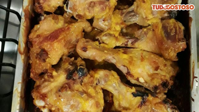 Frango assado ao creme de cebola e maionese