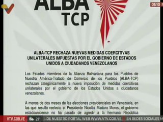 ALBA-TCP condena nuevas medidas coercitivas contra Venezuela