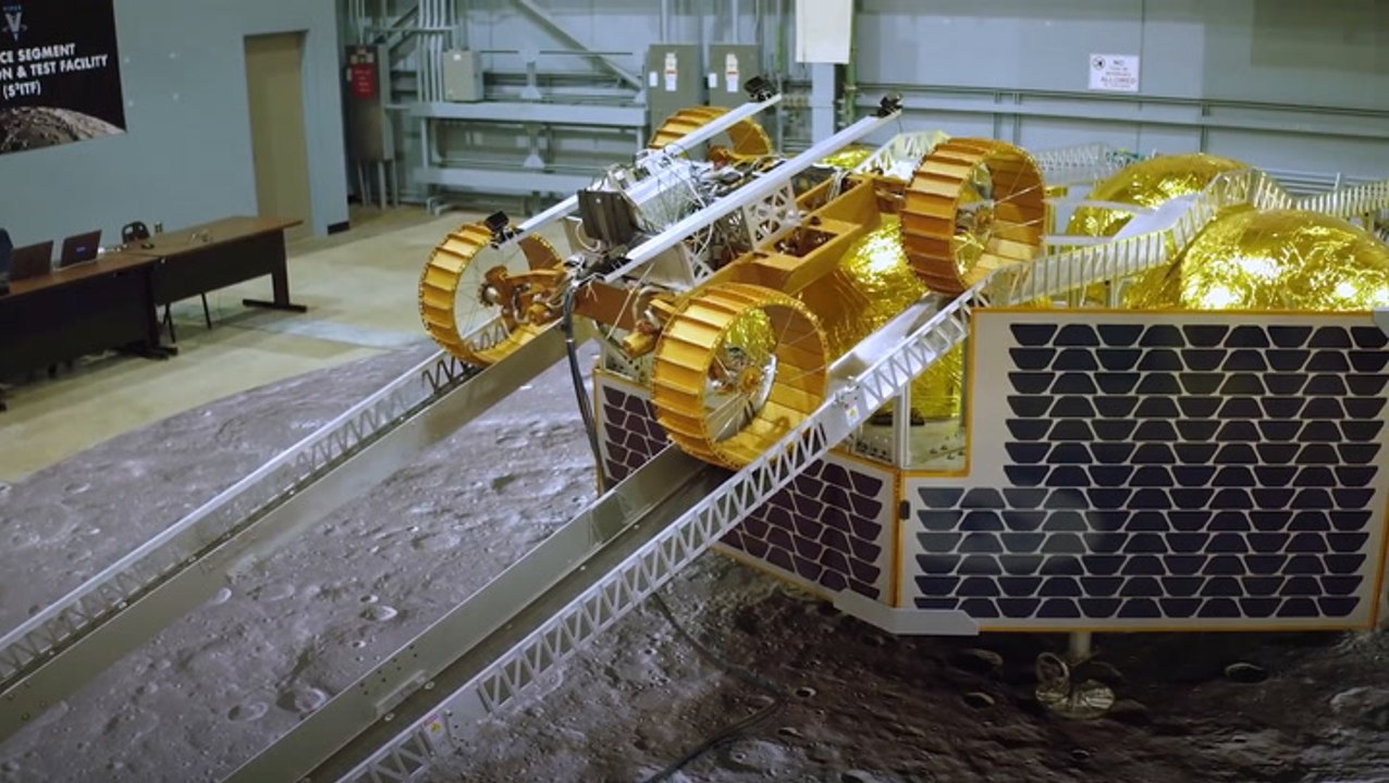 NASA VIPER Moon Rover Prototype Rolls Down Ramp...
