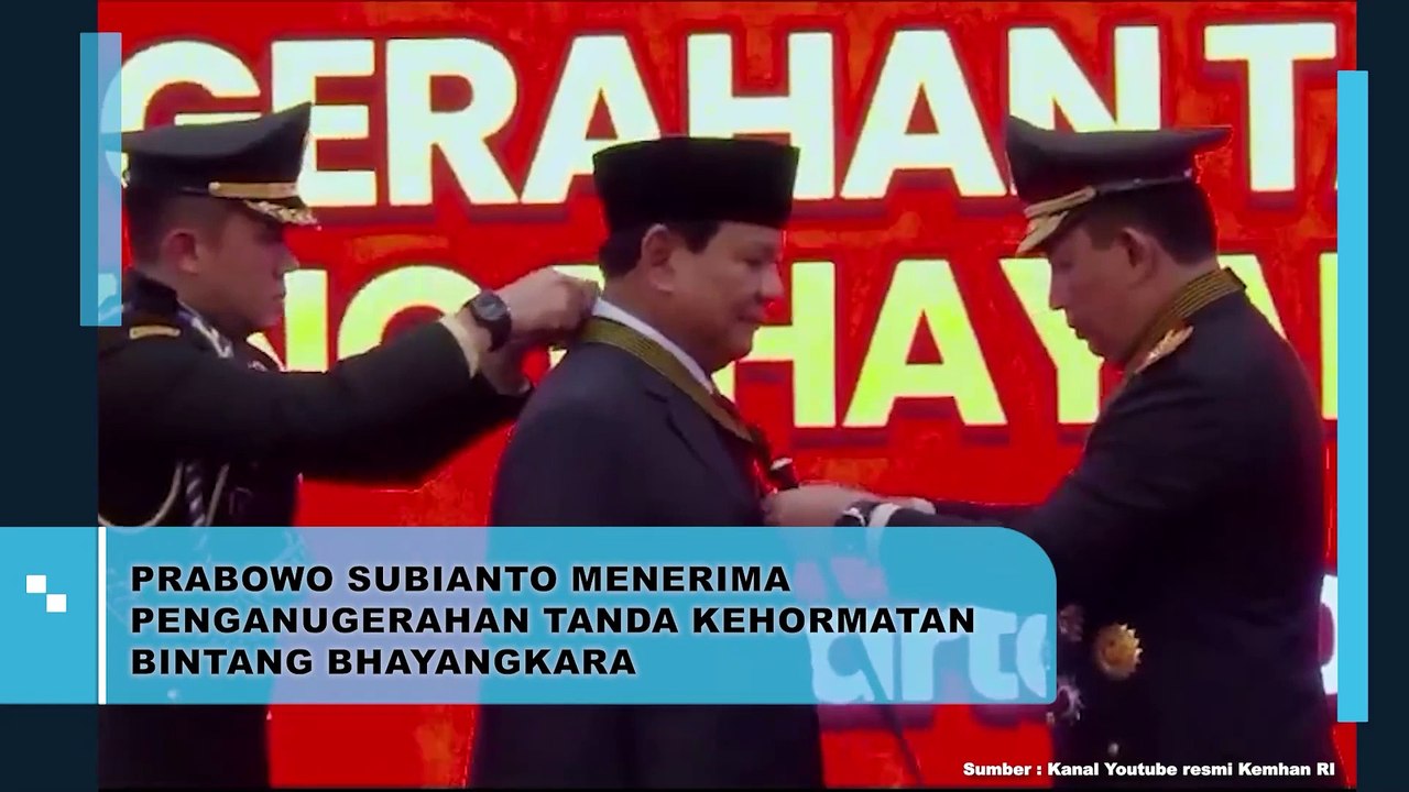 Menhan Prabowo Terima Penganugerahan Tanda Kehormatan Bintang Bhayangkara Utama di Mabes Polri