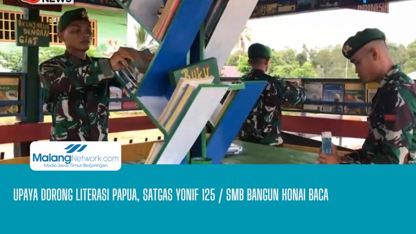 Upaya Dorong Literasi Papua, Satgas Yonif 125 / SMB Bangun Honai Baca