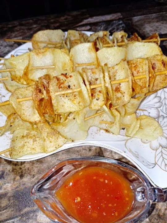 Home Made Crispy Potato Twister #@,